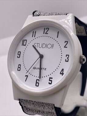 Studio Time Womens Large White Watch Works New Battery